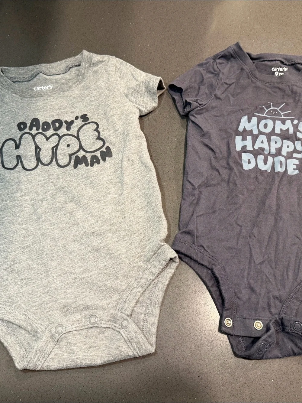 Carter's Gray & Navy Baby One-Piece Bodysuits - Daddy's Hype & Mom's Happy Dude